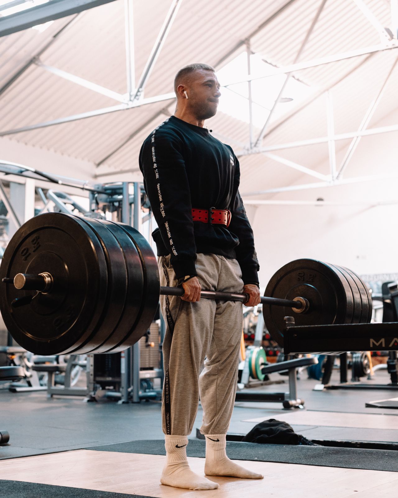 Kieran deadlifting in the gym
